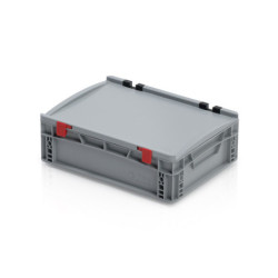 Graue Eurobox 40 x 30 x 13.5 cm mit Deckel und geschlossenen Griffen