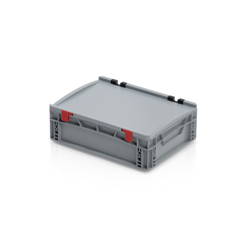 Graue Eurobox 40 x 30 x 13.5 cm mit Deckel und geschlossenen Griffen