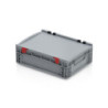 Graue Eurobox 40 x 30 x 13.5 cm mit Deckel und geschlossenen Griffen