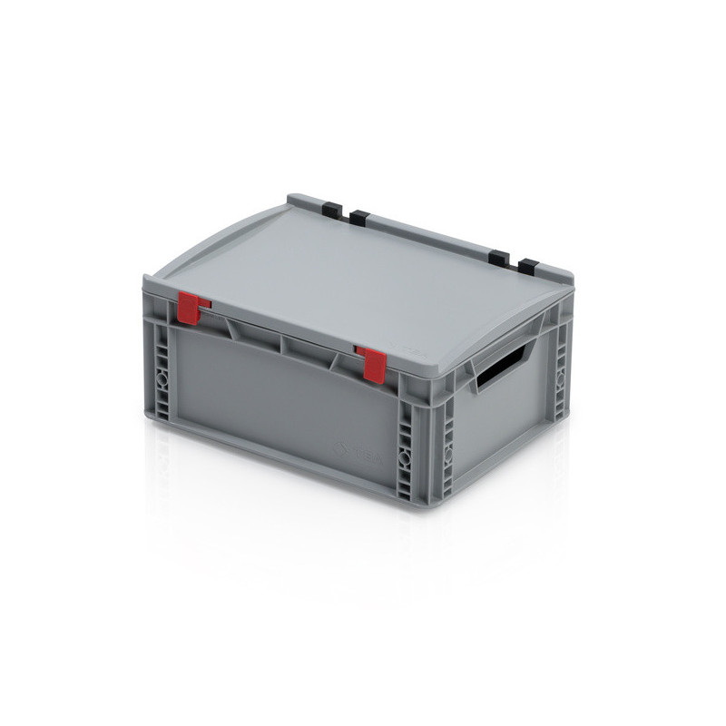 Graue Eurobox 40 x 30 x 18.5 cm mit Deckel und offenen Griffen