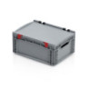 Graue Eurobox 40 x 30 x 18.5 cm mit Deckel und offenen Griffen