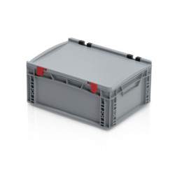 Graue Eurobox 40 x 30 x 18.5 cm mit Deckel und geschlossenen Griffen
