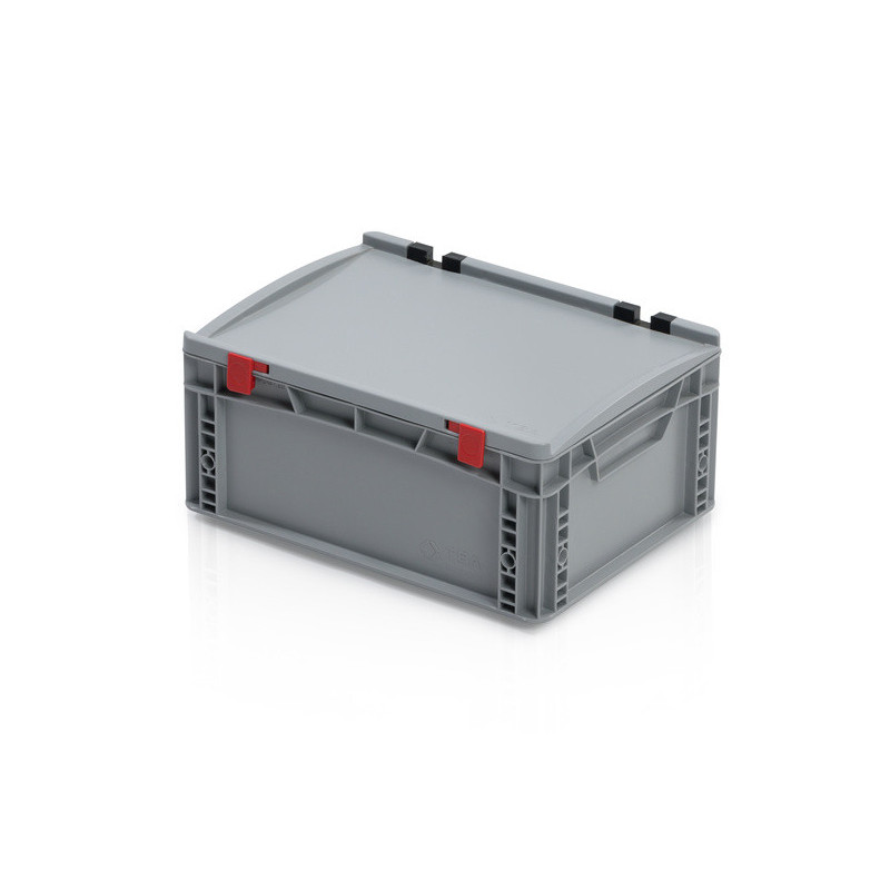 Graue Eurobox 40 x 30 x 18.5 cm mit Deckel und geschlossenen Griffen