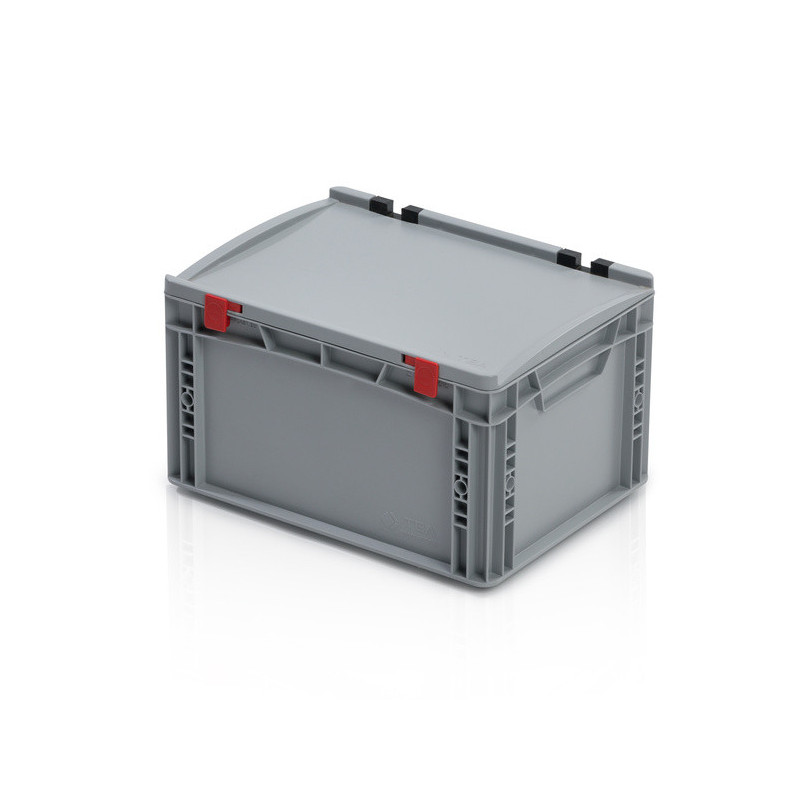 Graue Eurobox 40 x 30 x 23.5 cm mit Deckel und geschlossenen Griffen