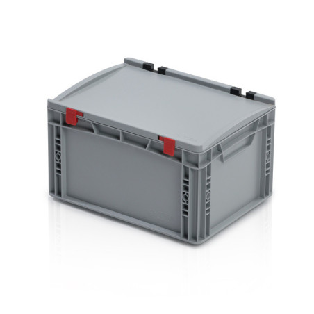 Graue Eurobox 40 x 30 x 23.5 cm mit Deckel und geschlossenen Griffen