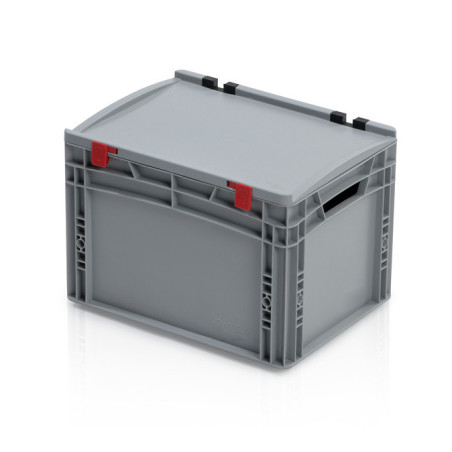 Graue Eurobox 40 x 30 x 28.5 cm mit Deckel und offenen Griffen