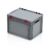 Graue Eurobox 40 x 30 x 28.5 cm mit Deckel und offenen Griffen