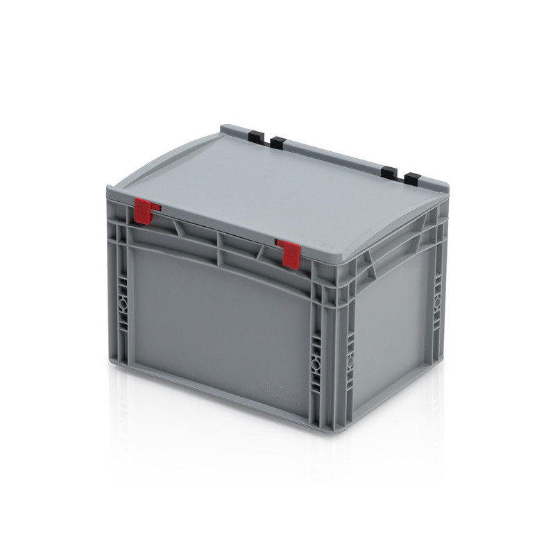 Graue Eurobox 40 x 30 x 28.5 cm mit Deckel und geschlossenen Griffen
