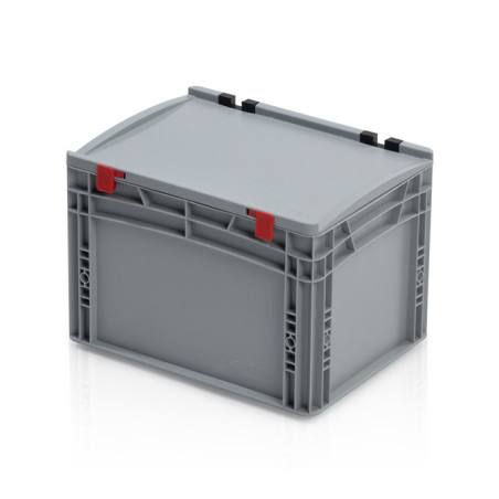 Graue Eurobox 40 x 30 x 28.5 cm mit Deckel und geschlossenen Griffen