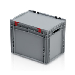 Graue Eurobox 40 x 30 x 33.5 cm mit Deckel und offenen Griffen