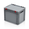 Graue Eurobox 40 x 30 x 33.5 cm mit Deckel und offenen Griffen