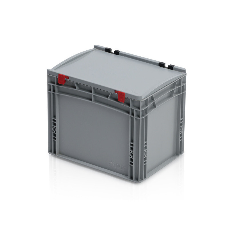 Graue Eurobox 40 x 30 x 33.5 cm mit Deckel und geschlossenen Griffen