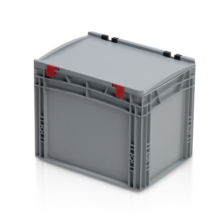 Graue Eurobox 40 x 30 x 33.5 cm mit Deckel und geschlossenen Griffen