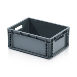 ECO Eurobox 40 × 30 × 17 cm ohne Deckel – offene Griffe grau