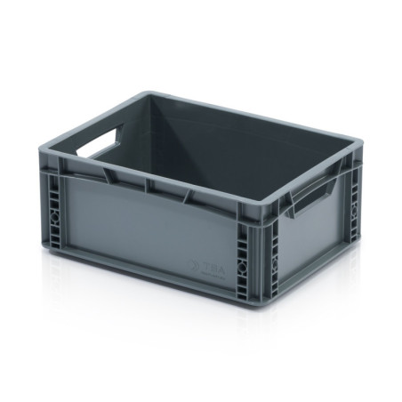 ECO Eurobox 40 × 30 × 17 cm ohne Deckel – offene Griffe grau