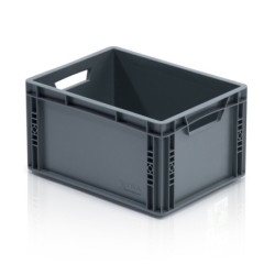 ECO Eurobox 40 × 30 × 22 cm ohne Deckel – offene Griffe grau