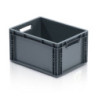 ECO Eurobox 40 × 30 × 22 cm ohne Deckel – offene Griffe grau