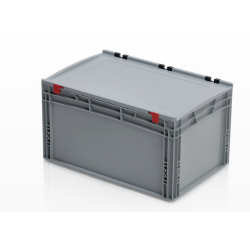 Eurobox 60x40x18,5 cm mit Deckel grau, stapelbare Lagerbox