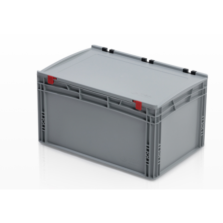 Eurobox 60 × 40 x 18,5 cm mit Klappdeckel, geschlossenem Griff – stapelbar