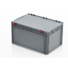Eurobox 60x40x18,5 cm mit Deckel grau, stapelbare Lagerbox