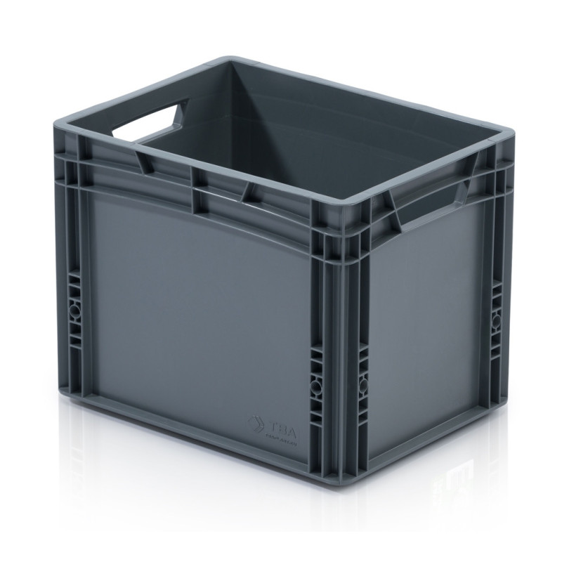 ECO Eurobox 40 × 30 × 32 cm ohne Deckel – offene Griffe grau