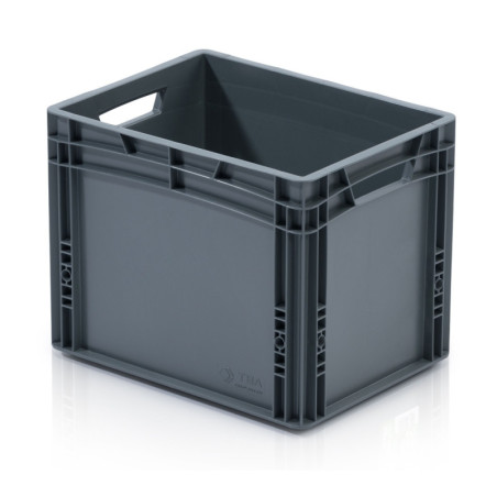 ECO Eurobox 40 × 30 × 32 cm ohne Deckel – offene Griffe grau